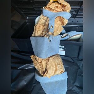 Blue Suede Buckle Boots